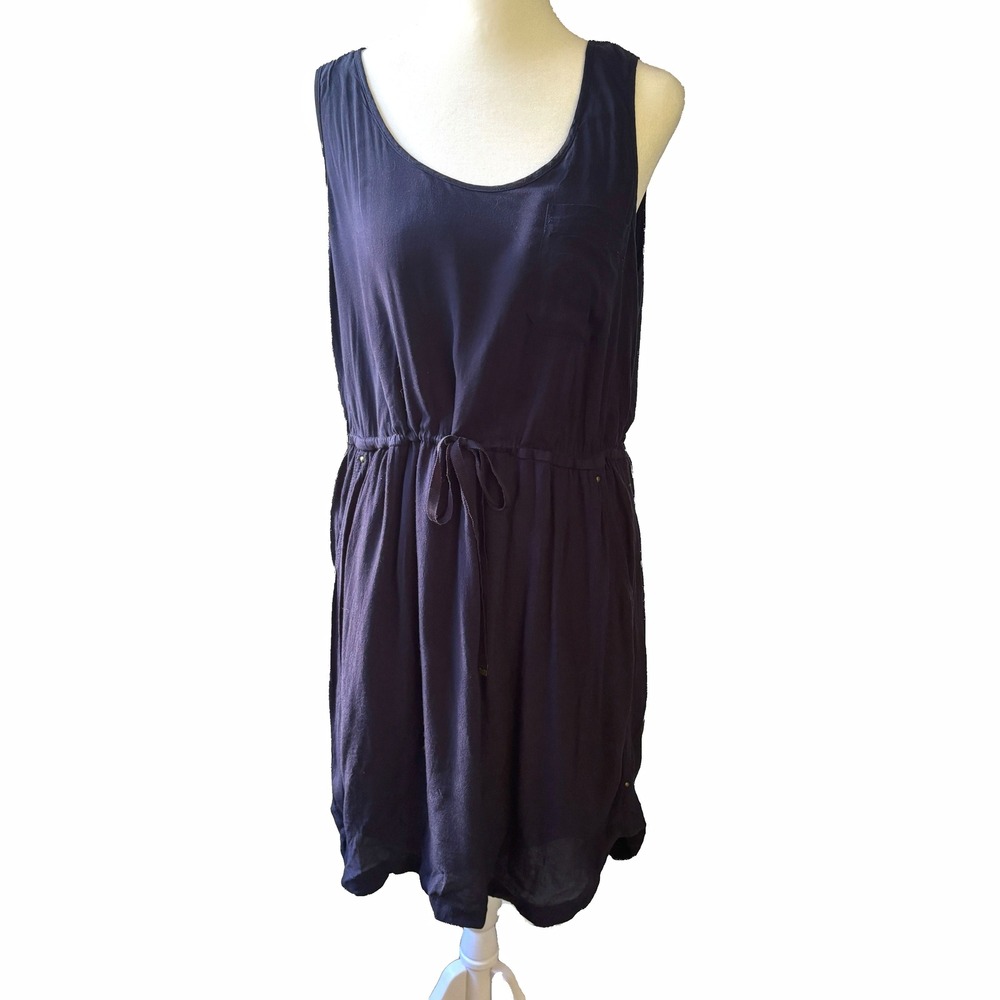 Anthropologie Navy Blue Edme & Esyllte Dress Sleeveless Drawstring Waist Medium‎